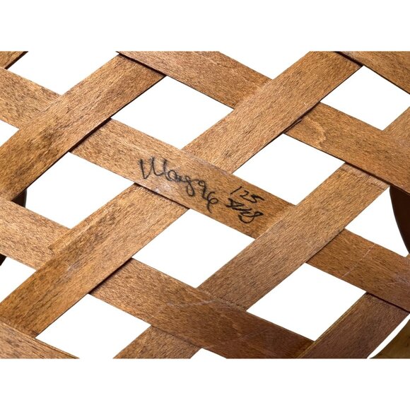 Round Woven Basket With Leather Handles By Workshops Of Gerald E. Henn Handcraft - Picture 5 of 6